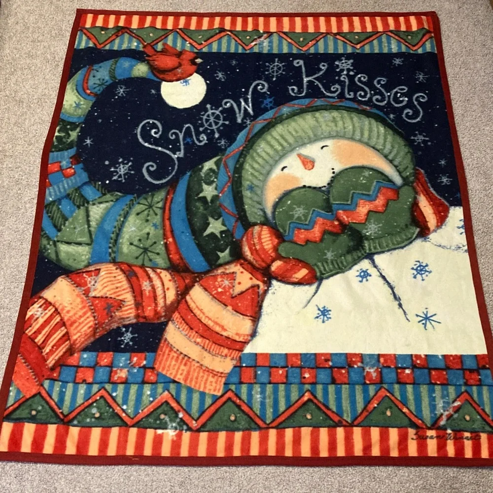 Festive Snowman Holiday Throw Blanket
